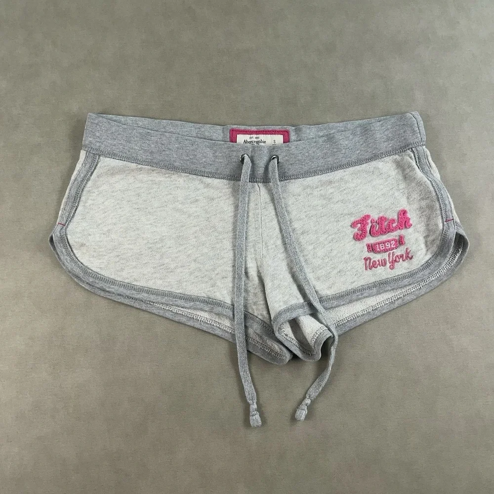 Y2K Abercrombie & Fitch Mini Micro Sweat Shorts Gray Low-Rise Lounge Cheeky